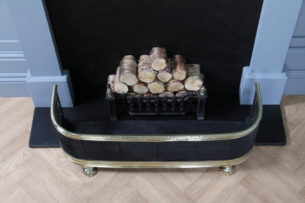 Antique Original Late Georgian Victorian Polished Brass & Iron Fire Place Fender C1830 View III