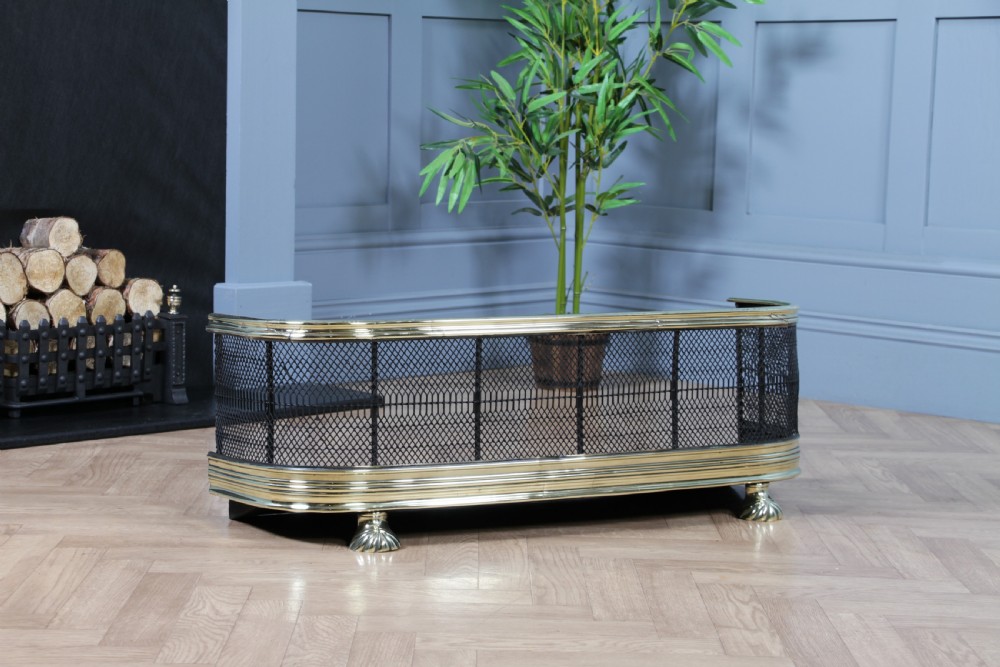 Antique Original Late Georgian Victorian Polished Brass & Iron Fire Place Fender C1830 View VI