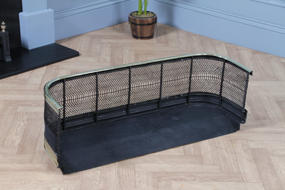 Antique Original Late Georgian Victorian Polished Brass & Iron Fire Place Fender C1830 View VIII