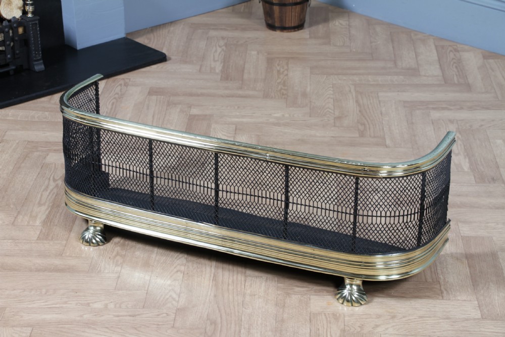 Antique Original Late Georgian Victorian Polished Brass & Iron Fire Place Fender C1830 View IX