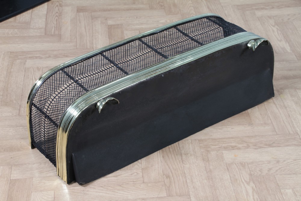Antique Original Late Georgian Victorian Polished Brass & Iron Fire Place Fender C1830 View XI