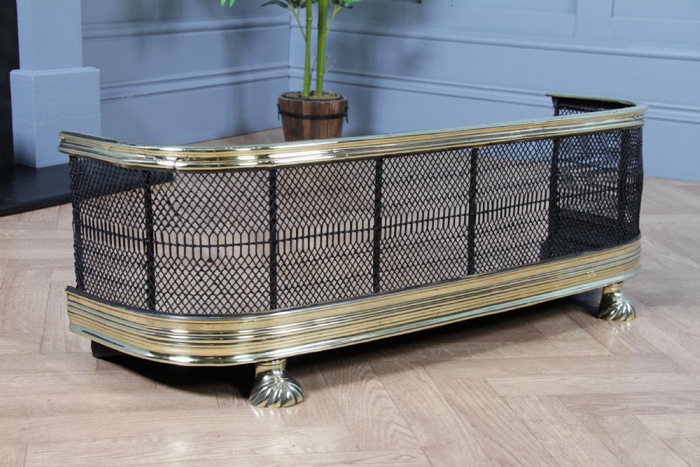 Antique Original Late Georgian Victorian Polished Brass & Iron Fire Place Fender C1830 View XII