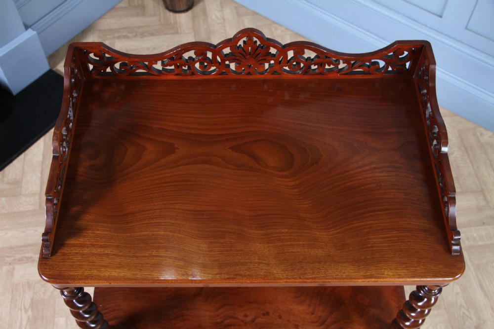 Rare Antique Victorian Mahogany 3 Tier Barley Twist What Not Display Shelf With Drawer C1860 View XX