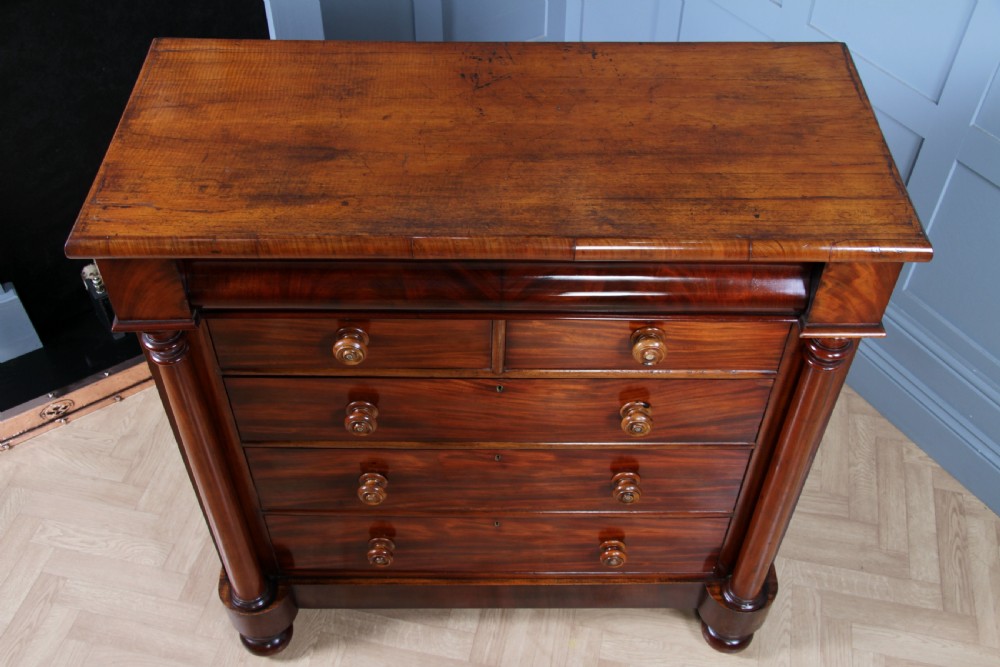 Antique Original Victorian Fiddle Back Mahogany Tall Scottish Chest of 6 Drawers C1870 View IV