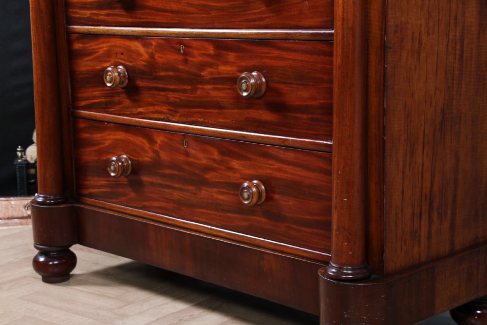 Antique Original Victorian Fiddle Back Mahogany Tall Scottish Chest of 6 Drawers C1870 View VIII