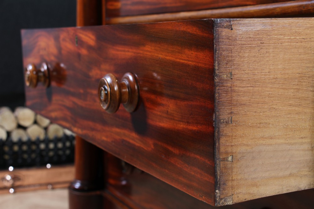 Antique Original Victorian Fiddle Back Mahogany Tall Scottish Chest of 6 Drawers C1870 View XI