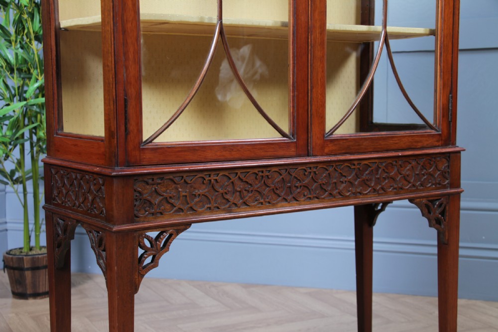 Antique Edwardian Sheraton Revival Mahogany Inlaid Glazed Display China Cabinet C1900 View VIII