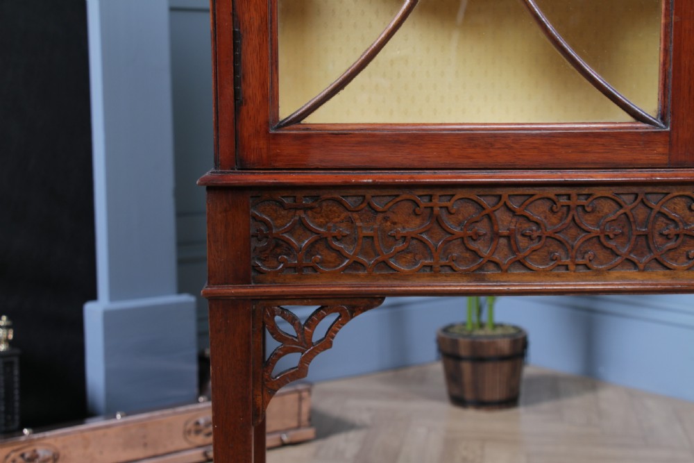 Antique Edwardian Sheraton Revival Mahogany Inlaid Glazed Display China Cabinet C1900 View XI