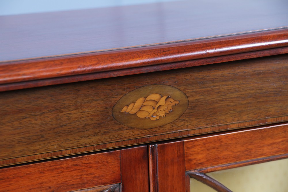 Antique Edwardian Sheraton Revival Mahogany Inlaid Glazed Display China Cabinet C1900 View XVII