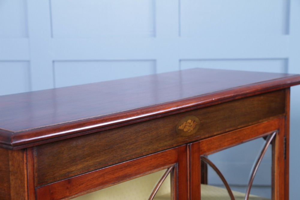 Antique Edwardian Sheraton Revival Mahogany Inlaid Glazed Display China Cabinet C1900 View XVIII