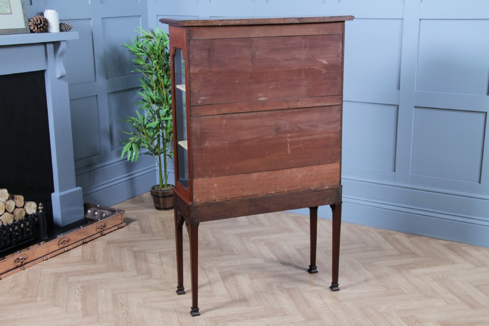 Antique Edwardian Sheraton Revival Mahogany Inlaid Glazed Display China Cabinet C1900 View XX