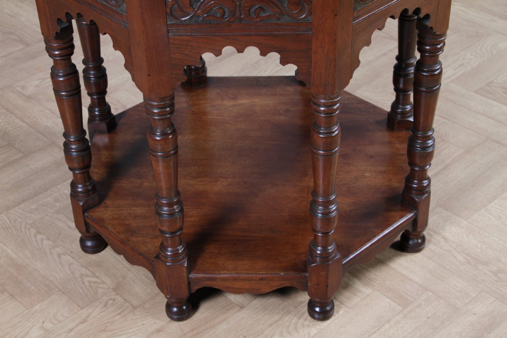 Antique Original Edwardian Carved Walnut Octagonal Entrance Hall Centre Table View III
