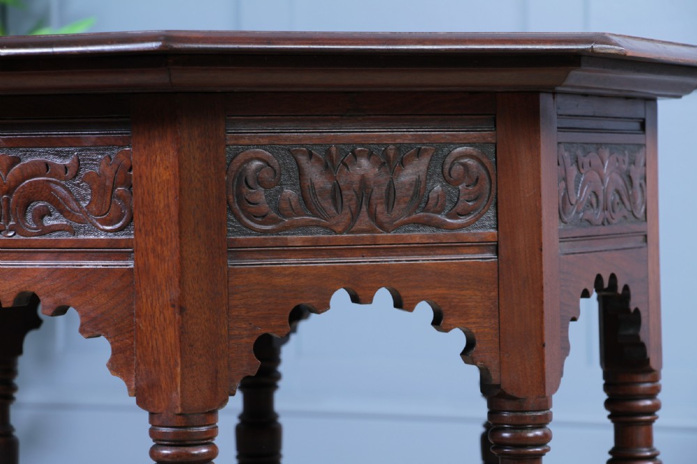 Antique Original Edwardian Carved Walnut Octagonal Entrance Hall Centre Table View XIII