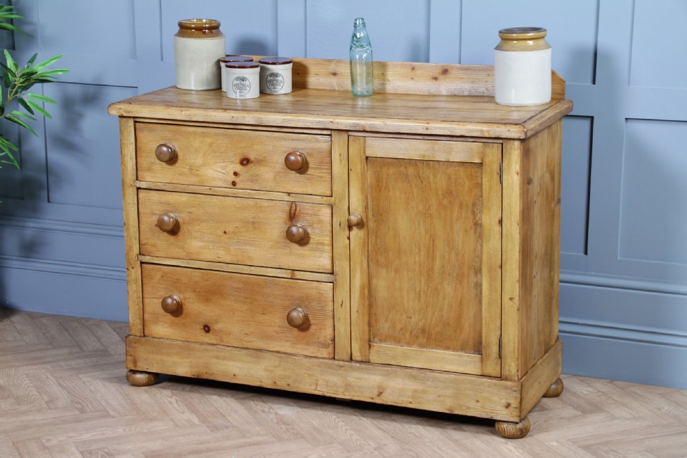 Original Antique Victorian Stripped Pine Kitchen Chest of drawers C1880 View II