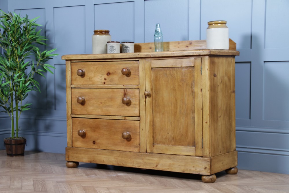 Original Antique Victorian Stripped Pine Kitchen Chest of drawers C1880 View IV