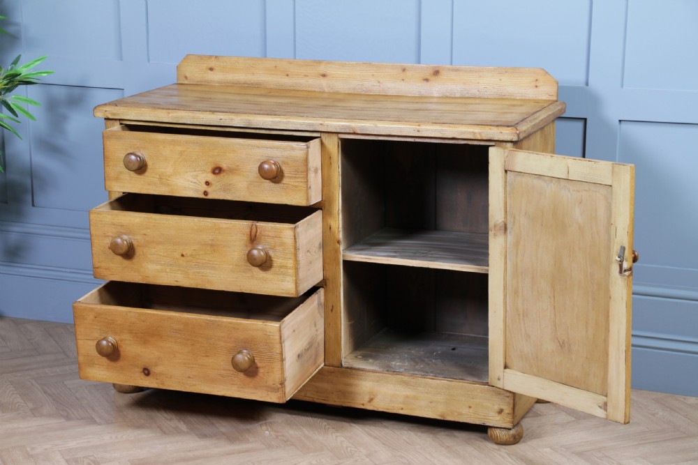 Original Antique Victorian Stripped Pine Kitchen Chest of drawers C1880 View V