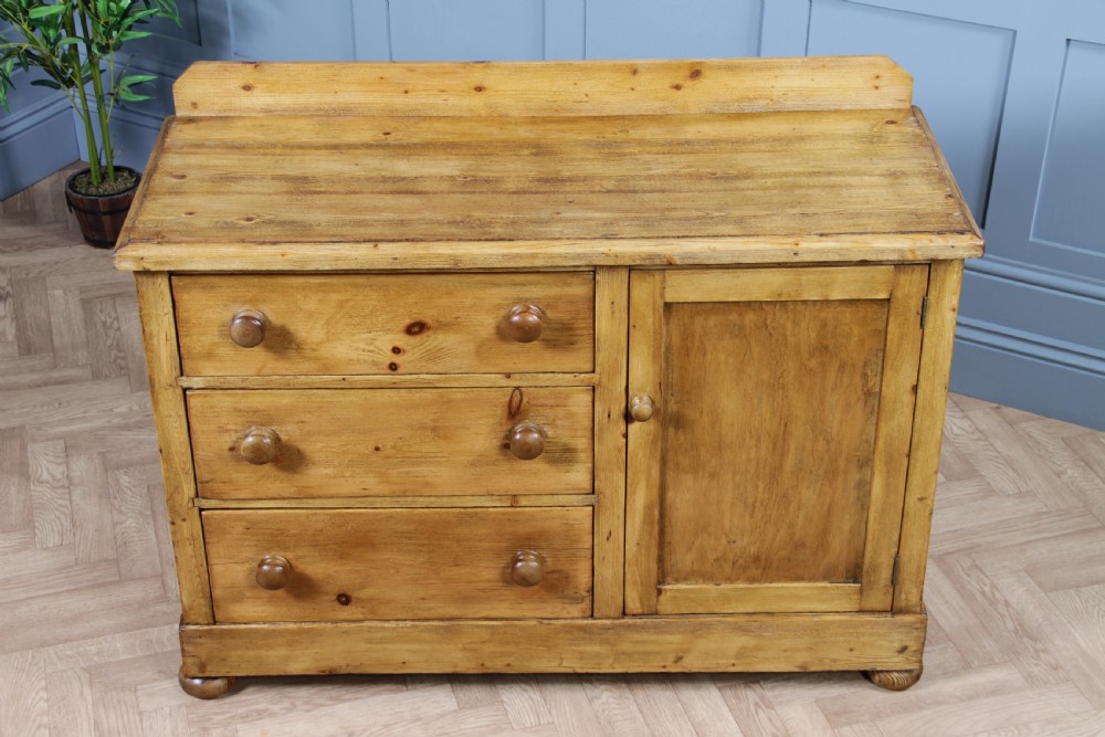 Original Antique Victorian Stripped Pine Kitchen Chest of drawers C1880 View VI