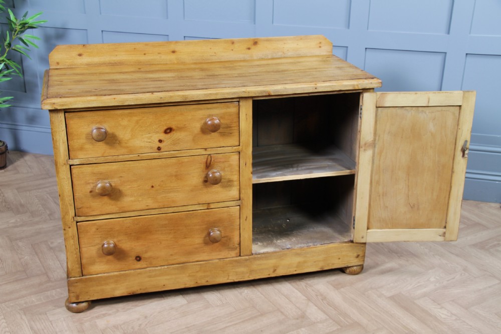 Original Antique Victorian Stripped Pine Kitchen Chest of drawers C1880 View VIII