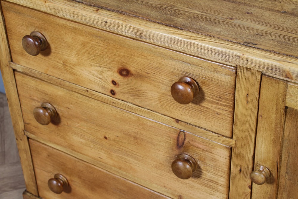 Original Antique Victorian Stripped Pine Kitchen Chest of drawers C1880 View XV