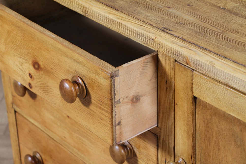 Original Antique Victorian Stripped Pine Kitchen Chest of drawers C1880 View XIX