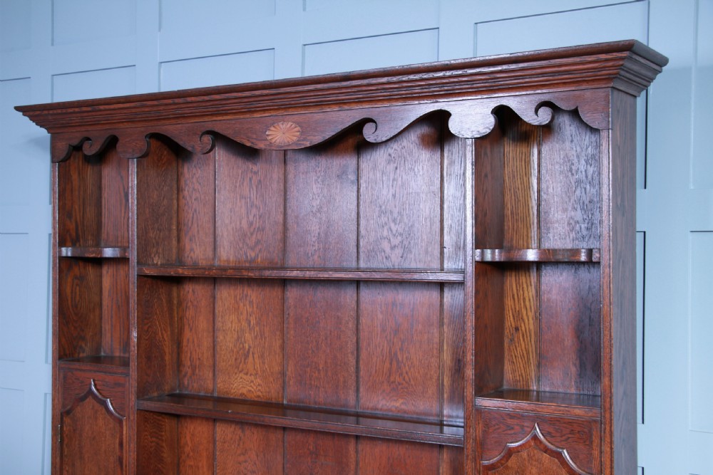 Antique 19th Century Queen Anne Oak Inlaid Country Welsh Dresser View V