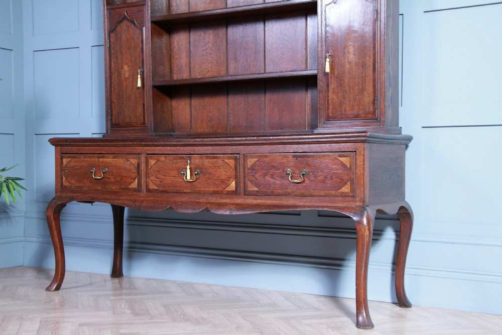 Antique 19th Century Queen Anne Oak Inlaid Country Welsh Dresser View VII