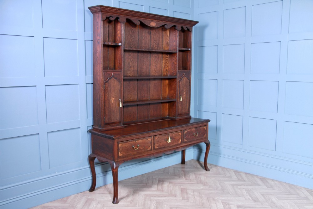 Antique 19th Century Queen Anne Oak Inlaid Country Welsh Dresser View IX