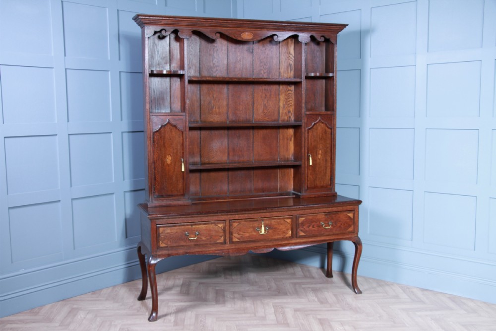Antique 19th Century Queen Anne Oak Inlaid Country Welsh Dresser View X