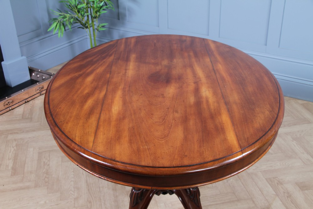 Antique Victorian Solid Mahogany Tilt Top Oval Carved Breakfast Dining Table View XII