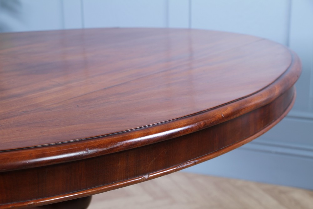 Antique Victorian Solid Mahogany Tilt Top Oval Carved Breakfast Dining Table View XX