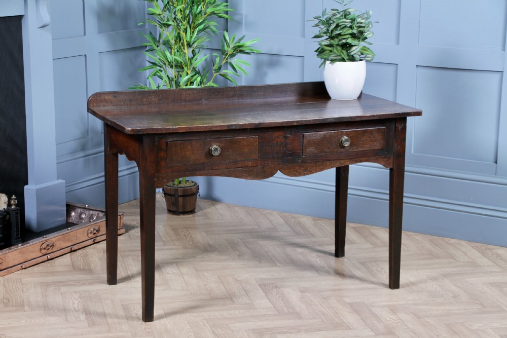 Antique Original Georgian Country Oak Side Table With Up-stand C1820