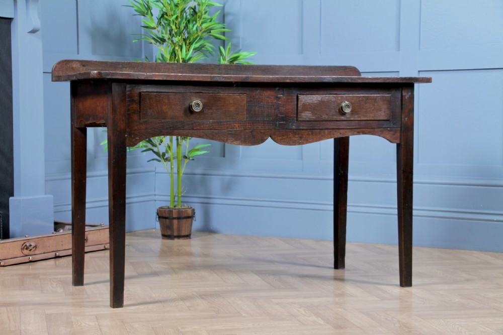 Antique Original Georgian Country Oak Side Table With Up-stand C1820 View III