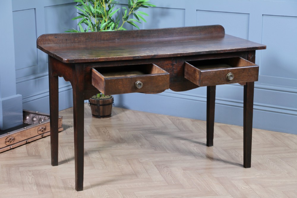 Antique Original Georgian Country Oak Side Table With Up-stand C1820 View IV