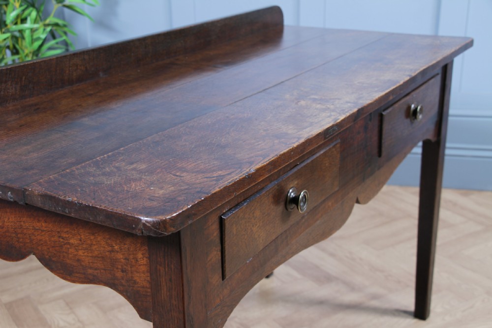 Antique Original Georgian Country Oak Side Table With Up-stand C1820 View V