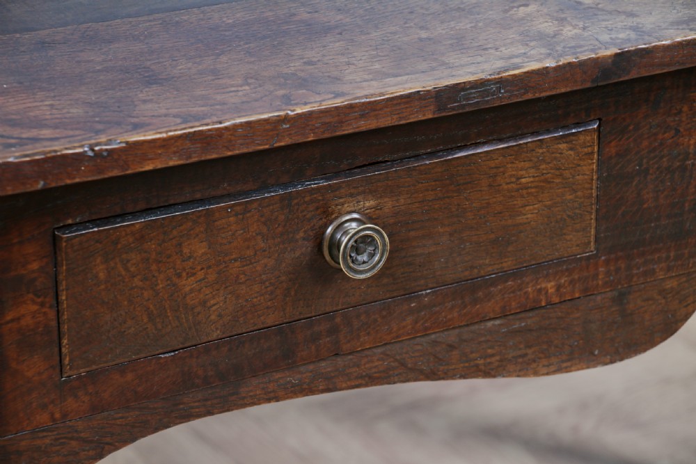 Antique Original Georgian Country Oak Side Table With Up-stand C1820 View VI