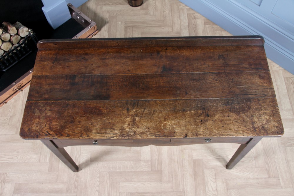 Antique Original Georgian Country Oak Side Table With Up-stand C1820 View VII