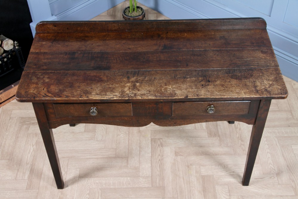 Antique Original Georgian Country Oak Side Table With Up-stand C1820 View VIII