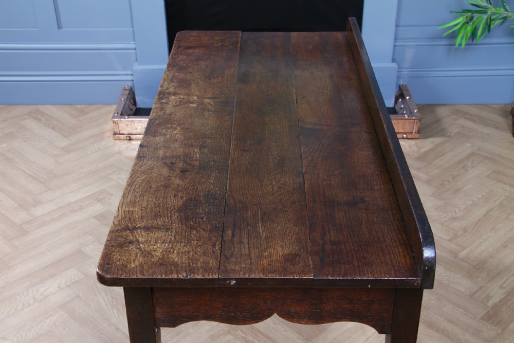 Antique Original Georgian Country Oak Side Table With Up-stand C1820 View IX