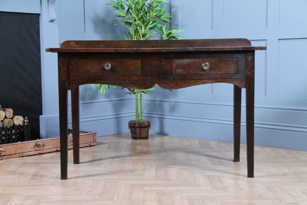Antique Original Georgian Country Oak Side Table With Up-stand C1820 View X