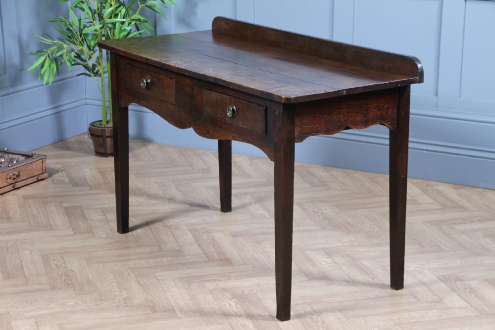 Antique Original Georgian Country Oak Side Table With Up-stand C1820 View XI