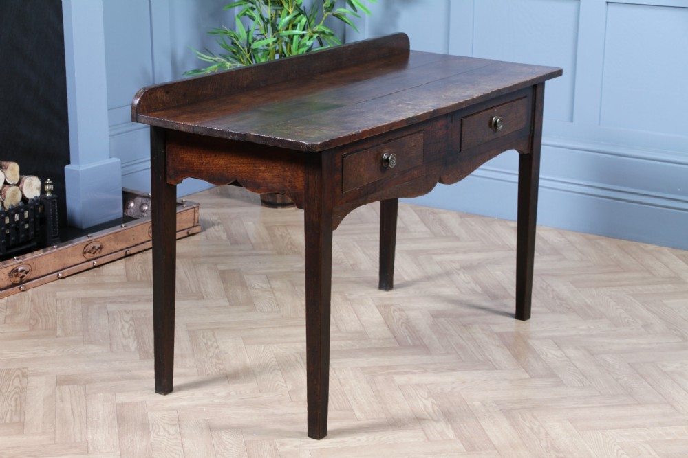 Antique Original Georgian Country Oak Side Table With Up-stand C1820 View XII