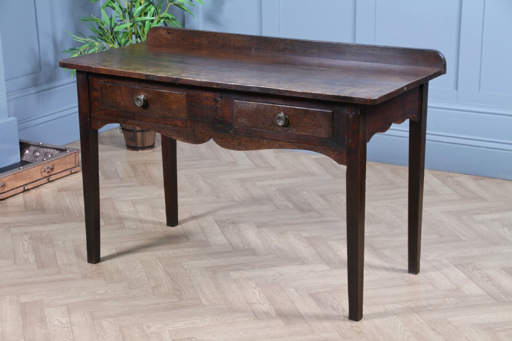 Antique Original Georgian Country Oak Side Table With Up-stand C1820 View XIII