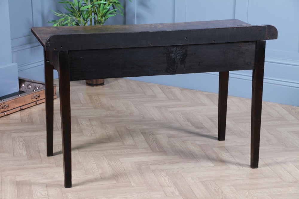 Antique Original Georgian Country Oak Side Table With Up-stand C1820 View XIV