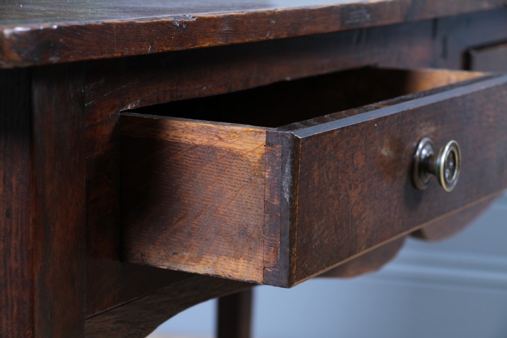 Antique Original Georgian Country Oak Side Table With Up-stand C1820 View XV
