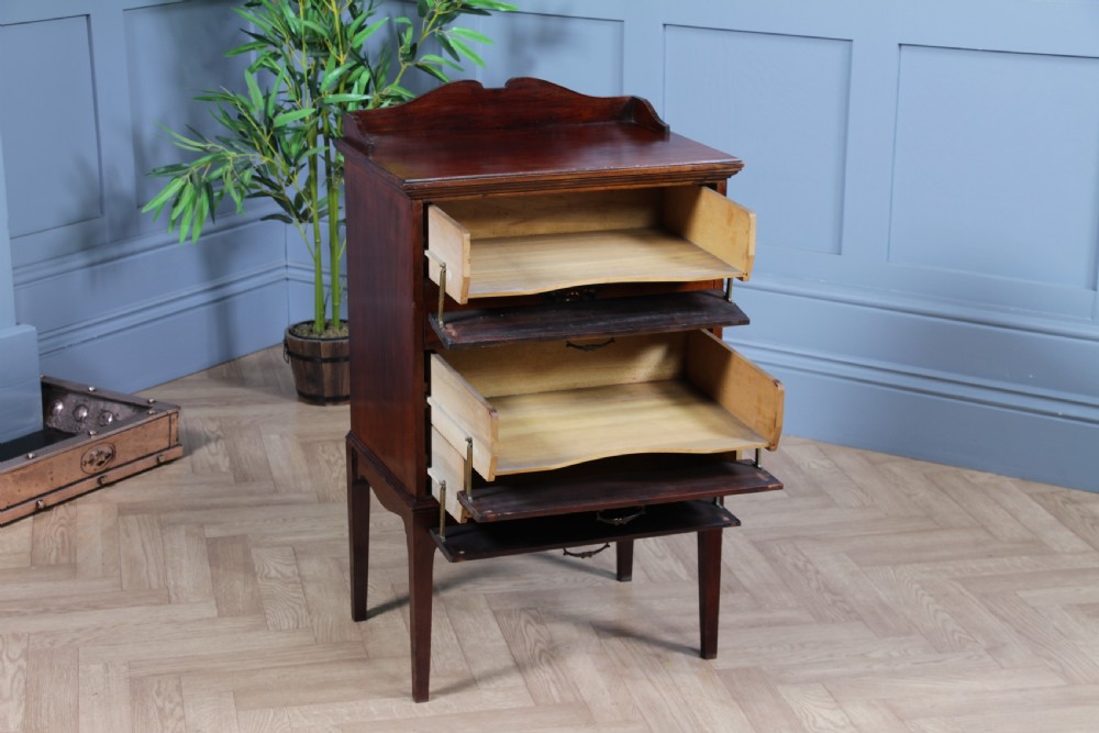 Antique Edwardian Art Nouveau Music Sheet Cabinet of 5 Drop Front Drawers View IX