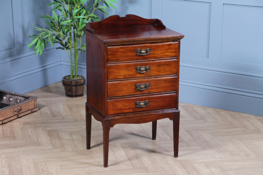 Antique Edwardian Art Nouveau Music Sheet Cabinet of 5 Drop Front Drawers View XIV