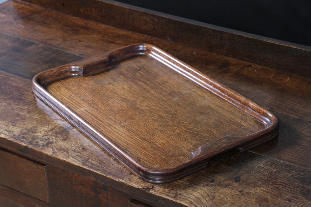 Antique Edwardian Solid Oak Moulded Edge Serving Tray Waiters Butlers C1900