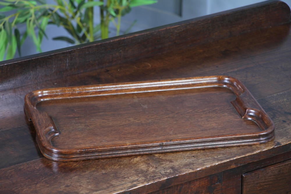 Antique Edwardian Solid Oak Moulded Edge Serving Tray Waiters Butlers C1900 View III