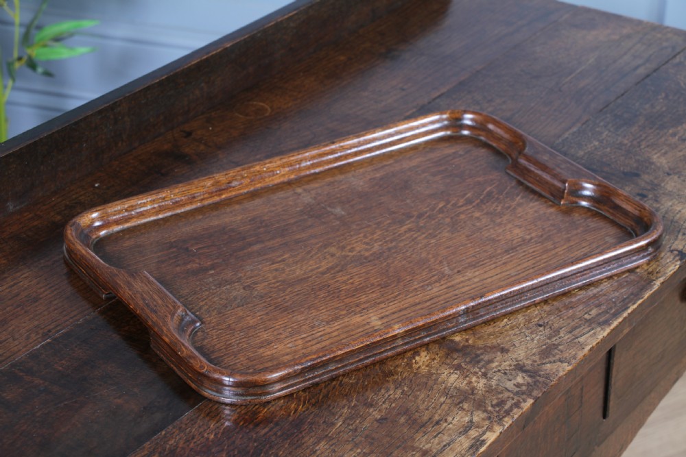 Antique Edwardian Solid Oak Moulded Edge Serving Tray Waiters Butlers C1900 View IV