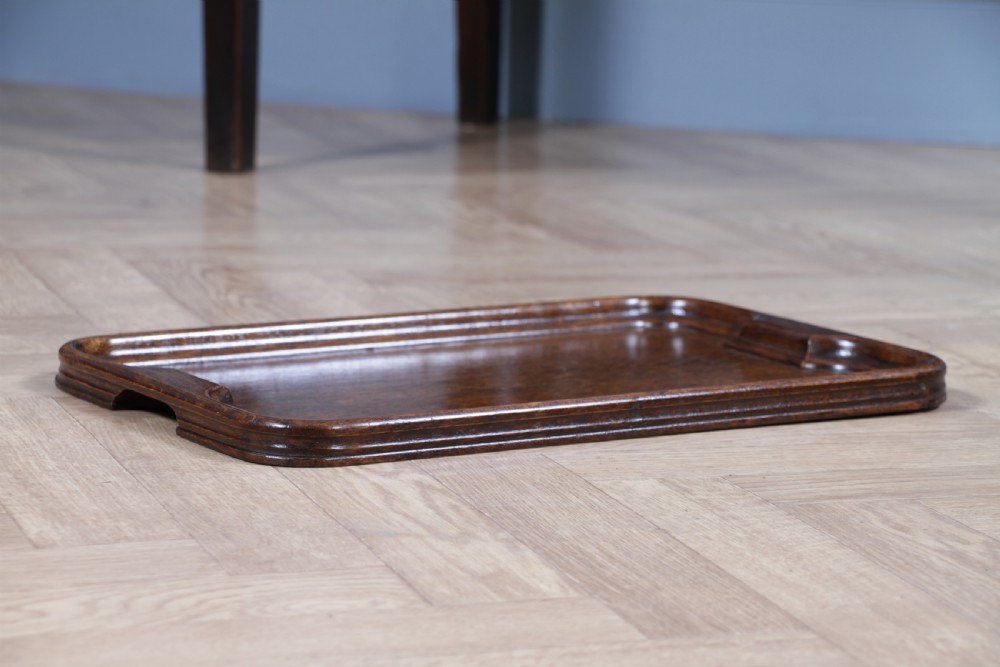 Antique Edwardian Solid Oak Moulded Edge Serving Tray Waiters Butlers C1900 View VI